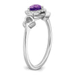 14k White Gold Amethyst and Diamond Heart Ring, Size 7 - Birthstone Company
