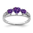 14k White Gold Amethyst and Diamond Heart Ring, Size 7 - Birthstone Company