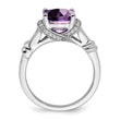 14k White Gold Amethyst and Diamond Ring, Size 7 - Birthstone Company