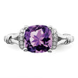 14k White Gold Amethyst and Diamond Ring, Size 7 - Birthstone Company