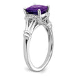 14k White Gold Amethyst and Diamond Ring, Size 7 - Birthstone Company