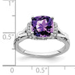 14k White Gold Amethyst and Diamond Ring, Size 7 - Birthstone Company