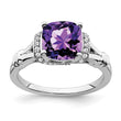14k White Gold Amethyst and Diamond Ring, Size 7 - Birthstone Company