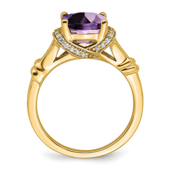 14k Amethyst and Diamond Ring, Size 7 - Birthstone Company