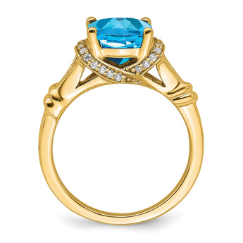 14k Blue Topaz and Diamond Ring, Size 7 - Birthstone Company