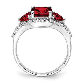 14k White Gold Garnet and Diamond Ring, Size 7 - Birthstone Company