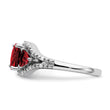 14k White Gold Garnet and Diamond Ring, Size 7 - Birthstone Company