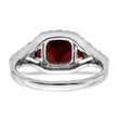 14k White Gold Garnet and Diamond Ring, Size 7 - Birthstone Company