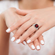 14k White Gold Garnet and Diamond Ring, Size 7 - Birthstone Company