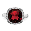 14k White Gold Garnet and Diamond Ring, Size 7 - Birthstone Company