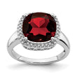14k White Gold Garnet and Diamond Ring, Size 7 - Birthstone Company