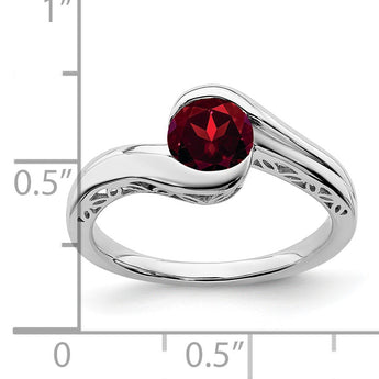 10k White Gold Garnet Bypass Ring, Size 7 - Birthstone Company
