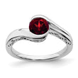 10k White Gold Garnet Bypass Ring, Size 7 - Birthstone Company