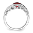 14k White Gold Garnet Bypass Ring, Size 7 - Birthstone Company