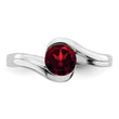 14k White Gold Garnet Bypass Ring, Size 7 - Birthstone Company