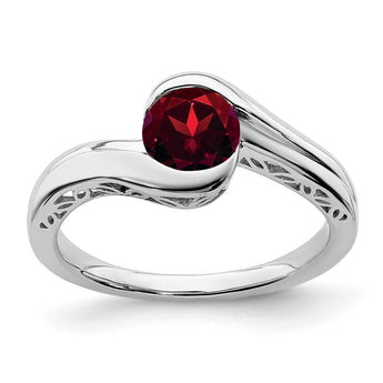 14k White Gold Garnet Bypass Ring, Size 7 - Birthstone Company