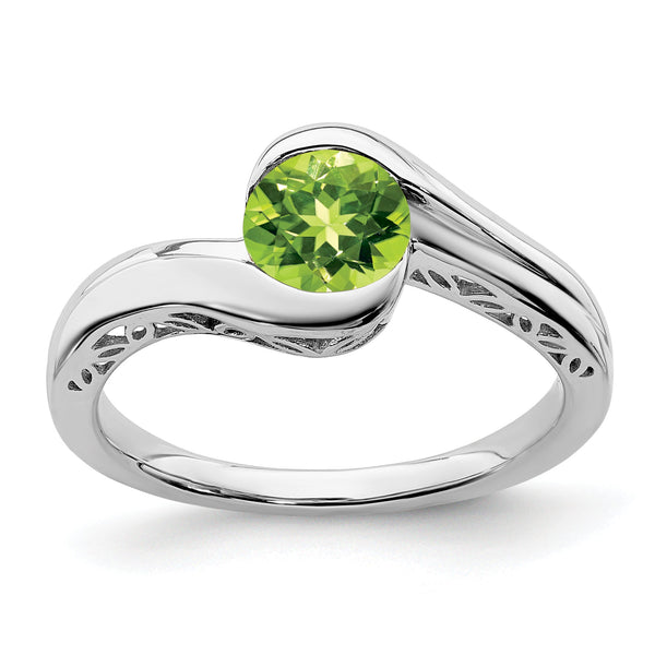 10k White Gold Peridot Bypass Ring