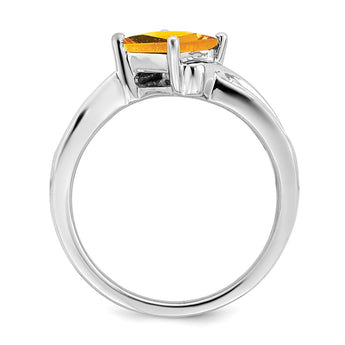 14k White Gold Square Citrine and Diamond Ring - Birthstone Company