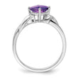 14k White Gold Cushion Amethyst and Diamond Ring, Size 7 - Birthstone Company