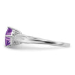 14k White Gold Cushion Amethyst and Diamond Ring, Size 7 - Birthstone Company