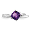 14k White Gold Cushion Amethyst and Diamond Ring, Size 7 - Birthstone Company