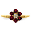 14k Garnet and Diamond Floral Ring, Size 7 - Birthstone Company