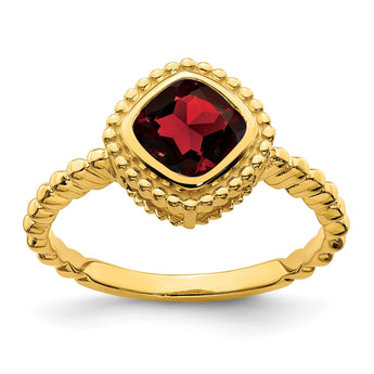 14k Cushion Garnet Ring, Size 7 - Birthstone Company