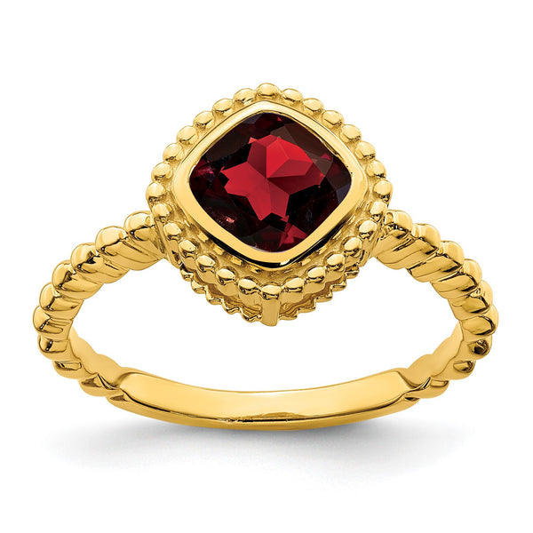 14k Cushion Garnet Ring, Size 7 - Birthstone Company