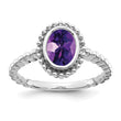 10k White Gold Oval Amethyst Ring, Size 7 - Birthstone Company