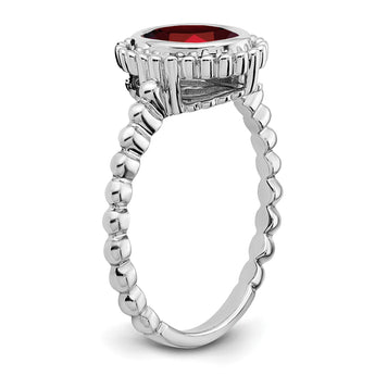 10k White Gold Oval Garnet Ring, Size 7 - Birthstone Company