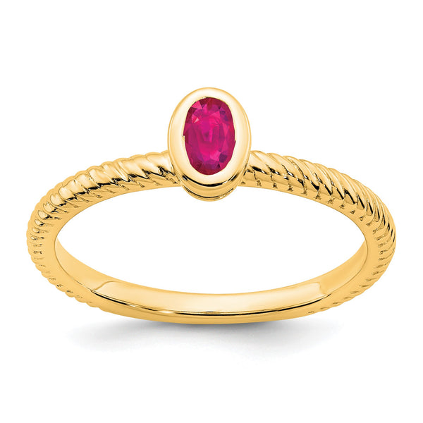 14k Oval Bezel Ruby Ring, Size 7 - Birthstone Company