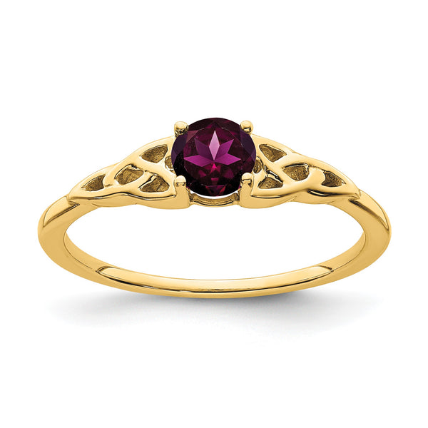10k Rhodolite Garnet Celtic Knot Ring, Size 7 - Birthstone Company