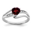 Sterling Silver Rhodium-plated Garnet and Diamond Ring - Birthstone Company
