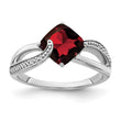 Sterling Silver Rhodium-plated Garnet and Diamond Ring - Birthstone Company
