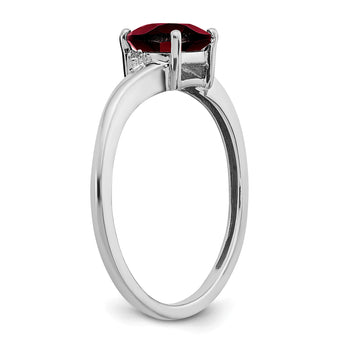 Sterling Silver Rhodium-plated Garnet and Diamond Ring - Birthstone Company