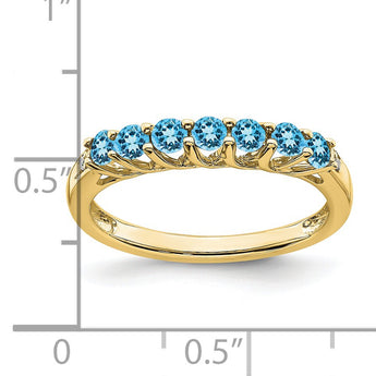 10k Blue Topaz and Diamond 7-stone Ring, Size 7 - Birthstone Company