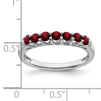 10k White Gold Garnet and Diamond 7-stone Ring, Size 7 - Birthstone Company