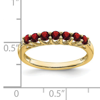 10k Garnet and Diamond 7-stone Ring, Size 7 - Birthstone Company