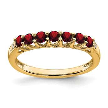 10k Garnet and Diamond 7-stone Ring, Size 7 - Birthstone Company