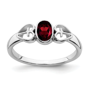 Sterling Silver Rhodium-plated Garnet Ring - Birthstone Company