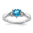 Sterling Silver Rhodium-plated Blue Topaz and Diamond Ring