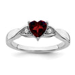 Sterling Silver Rhodium-plated Garnet and Diamond Ring - Birthstone Company