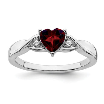 Sterling Silver Rhodium-plated Garnet and Diamond Ring - Birthstone Company