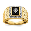 Men's Onyx & Lab-Grown Diamond Ring in 14K Yellow Gold (1/5 ct. tw.), Size 10