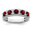 14k White Gold Polished Garnet and Diamond Ring, Size 7 - Birthstone Company