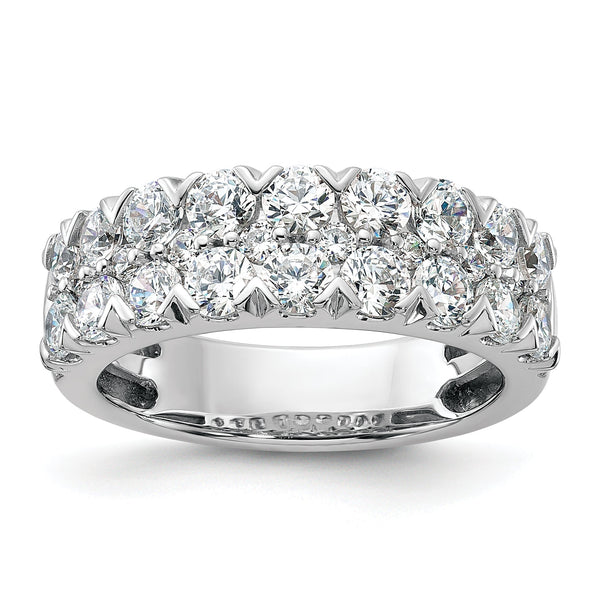 14k White Gold 2 carat Lab Grown Diamond VS/SI+ G+ Complete Double Row Fashion Band