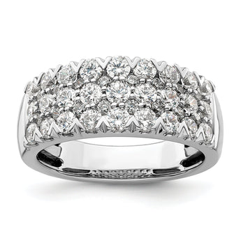 14k White Gold 1 1/2 carat Lab Grown Diamond VS/SI+ G+ Complete Triple Row Fashion Band