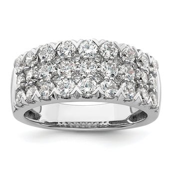 14k White Gold 2 carat Lab Grown Diamond VS/SI+ G+ Complete Triple Row Fashion Band