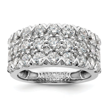 14k White Gold 3 carat Lab Grown Diamond VS/SI+ G+ Complete Triple Row Fashion Band