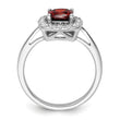 14k White Gold 1/4 carat Lab Grown Diamond VS/SI+ G+ January Birthstone Garnet Halo Ring, Size 7 - Birthstone Company